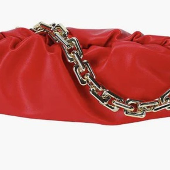 TITLE: SHOULDER BAG FOR WOMEN,SMALL LEATHER HANDBAG PURSE,GOLD CHAIN CLUTCH - Picture 4 of 4